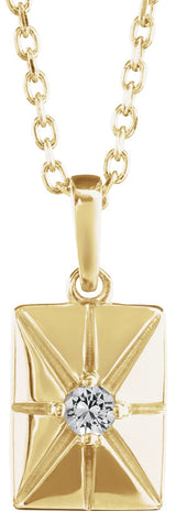 14K Gold Round Natural White Sapphire Accented Necklace or Pendant - Yellow Gold