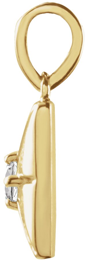 14K Gold Round Natural White Sapphire Accented Necklace or Pendant - Yellow Gold - view 2
