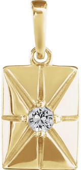 14K Gold Round Natural White Sapphire Accented Necklace or Pendant - Yellow Gold