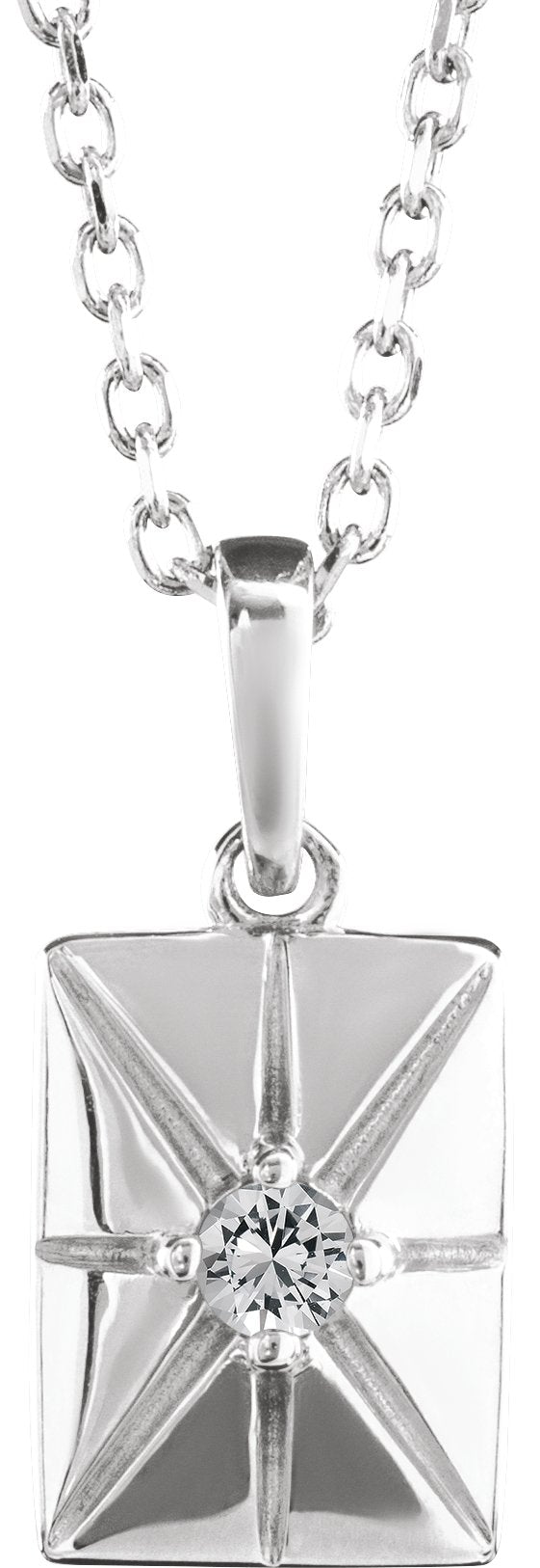 Platinum Round Natural White Sapphire Accented Necklace or Pendant