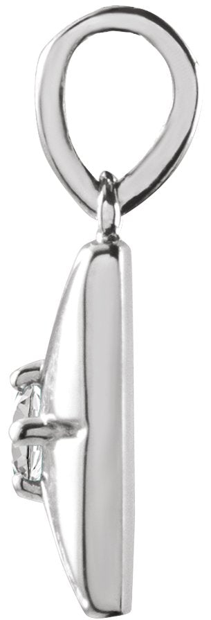 Platinum Round Natural White Sapphire Accented Necklace or Pendant - view 2