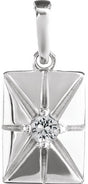 Platinum Round Natural White Sapphire Accented Necklace or Pendant