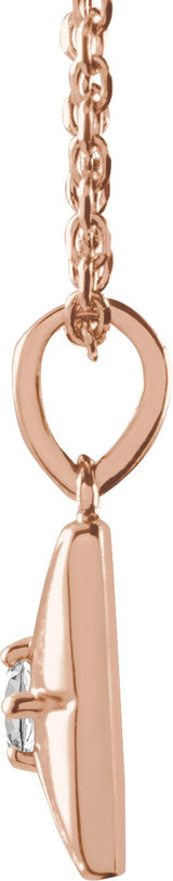 14K Gold Round Natural White Sapphire Accented Necklace or Pendant - Rose Gold - view 2