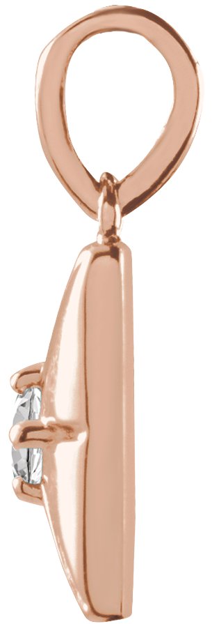 14K Gold Round Natural White Sapphire Accented Necklace or Pendant - Rose Gold - view 2