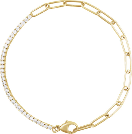14K Gold Round Natural Diamond Line Bracelet – 1.9mm Stones - Yellow Gold