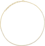 14K Gold Round Natural Diamond Adjustable Line Necklace - Yellow Gold