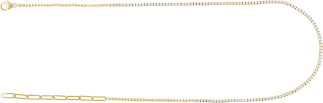 14K Gold Round Natural Diamond Adjustable Line Necklace - Yellow Gold - view 3