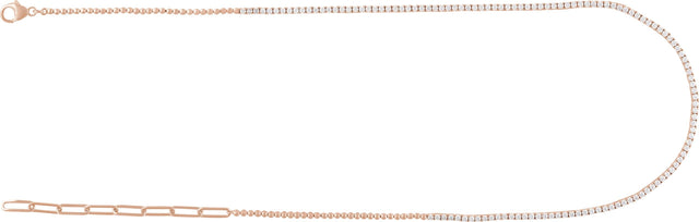 14K Gold Round Natural Diamond Adjustable Line Necklace - Rose Gold - view 3