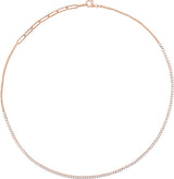 14K Gold Round Natural Diamond Adjustable Line Necklace - Rose Gold