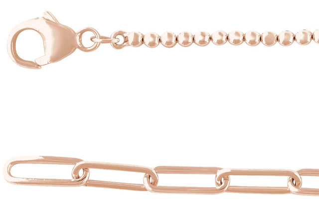 14K Gold Round Natural Diamond Adjustable Line Necklace - Rose Gold - view 2