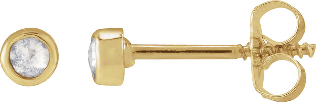 14K Gold Round Natural Diamond Youth Bezel-Set Stud Earrings - Yellow Gold