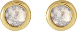 14K Gold Round Natural Diamond Youth Bezel-Set Stud Earrings - Yellow Gold - view 2
