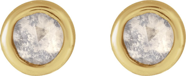 14K Gold Round Natural Diamond Youth Bezel-Set Stud Earrings - Yellow Gold - view 2