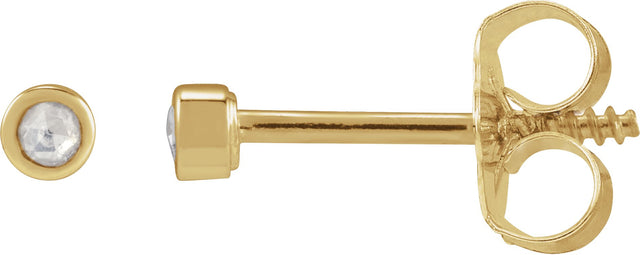 14K Gold Round Natural Diamond Youth Bezel-Set Stud Earrings - Yellow Gold