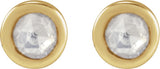 14K Gold Round Natural Diamond Youth Bezel-Set Stud Earrings - Yellow Gold - view 2