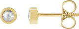 14K Gold Round Natural Diamond Youth Bezel-Set Stud Earrings - Yellow Gold