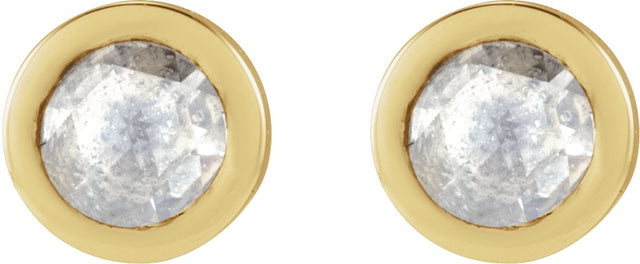 14K Gold Round Natural Diamond Youth Bezel-Set Stud Earrings - Yellow Gold - view 2