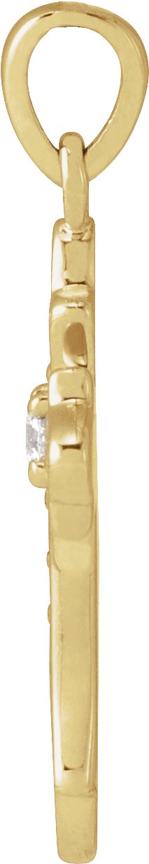 14K Gold Round Natural Diamond Vintage-Inspired Cross Necklace or Pendant – 0.08 CTW - Yellow Gold - view 2