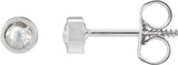 14K Gold Round Natural Diamond Youth Bezel-Set Stud Earrings - White Gold