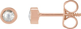 14K Gold Round Natural Diamond Youth Bezel-Set Stud Earrings - Rose Gold