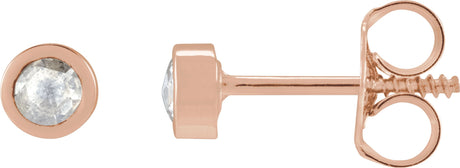 14K Gold Round Natural Diamond Youth Bezel-Set Stud Earrings - Rose Gold