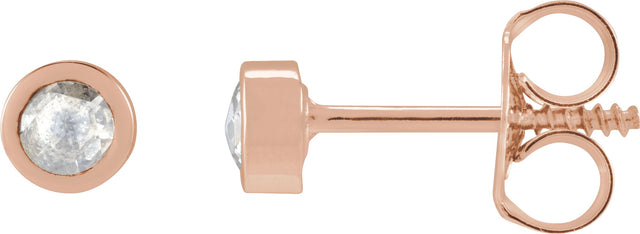 14K Gold Round Natural Diamond Youth Bezel-Set Stud Earrings - Rose Gold
