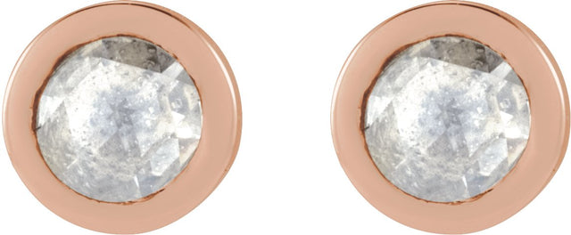 14K Gold Round Natural Diamond Youth Bezel-Set Stud Earrings - Rose Gold - view 2