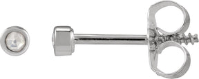 Platinum Round Natural Diamond Youth Bezel-Set Stud Earrings