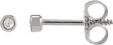 14K Gold Round Natural Diamond Youth Bezel-Set Stud Earrings - White Gold