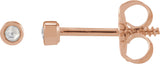 14K Gold Round Natural Diamond Youth Bezel-Set Stud Earrings - Rose Gold