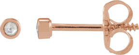 14K Gold Round Natural Diamond Youth Bezel-Set Stud Earrings - Rose Gold