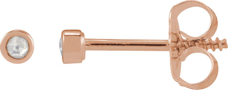 14K Gold Round Natural Diamond Youth Bezel-Set Stud Earrings - Rose Gold