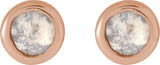 14K Gold Round Natural Diamond Youth Bezel-Set Stud Earrings - Rose Gold - view 2