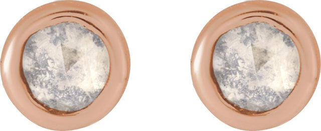 14K Gold Round Natural Diamond Youth Bezel-Set Stud Earrings - Rose Gold - view 2