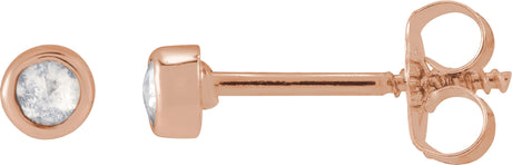 14K Gold Round Natural Diamond Youth Bezel-Set Stud Earrings - Rose Gold