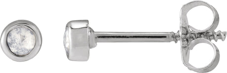 Platinum Round Natural Diamond Youth Bezel-Set Stud Earrings