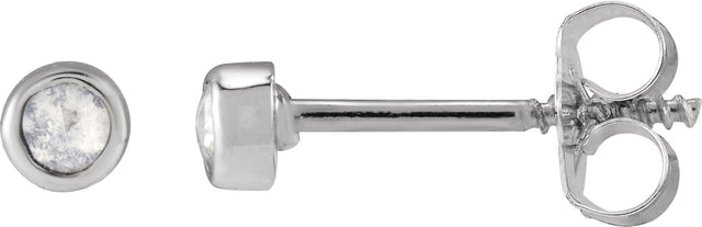 Platinum Round Natural Diamond Youth Bezel-Set Stud Earrings