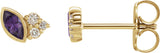 14K Gold Marquise Natural Amethyst Accented Bezel-Set Earrings - Yellow Gold