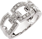 14K Gold Natural Diamond Accented Link Ring - Rose Gold