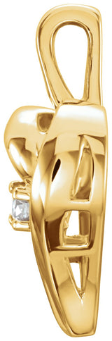 14K Gold Round Natural Diamond Heart Pendant - Yellow Gold - view 2