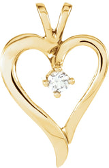 14K Gold Round Natural Diamond Accented Heart Pendant - Yellow Gold