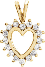 14K Gold Round Natural Diamond Heart Pendant – 1/3 CTW - Yellow Gold