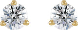 14K Gold Natural Diamond Round 3-Prong Press Fit Stud Earrings - Yellow Gold - view 2