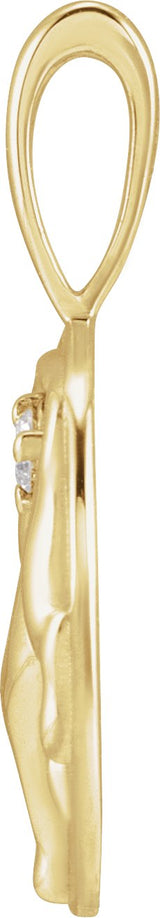 14K Gold Round Natural Diamond Accented Chinese Zodiac Pendant - Yellow Gold - view 2