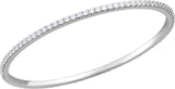 14K Gold Round Natural Diamond Accented Bangle Bracelet – 1.1-2.4mm Stones - White Gold - view 2