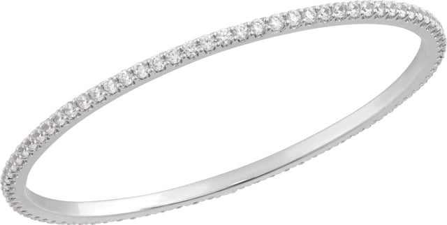 14K Gold Round Natural Diamond Accented Bangle Bracelet – 1.1-2.4mm Stones - White Gold - view 2