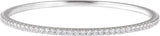 14K Gold Round Lab-Grown Diamond Accented Bangle Bracelet - White Gold