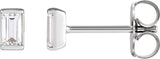 14K Gold Natural Diamond Straight Baguette Channel-Set Stud Earrings - White Gold