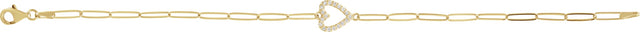 14K Gold Round Natural Diamond Accented Heart Bracelet - Yellow Gold - view 3