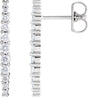 Platinum Round Natural Diamond Accented Bar Earrings II